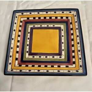 Tabletops Unlimited Argentina Square Plate Color Bands Diamond Southwest DISCO